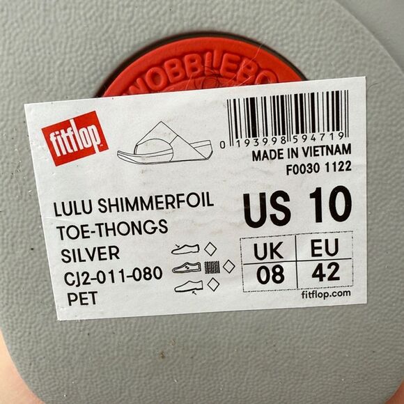 Fitflop LuLu Shimmerfoil Women’s Sz 10 Silver Metallic Thong Platform Sandal NWT - Picture 6 of 10